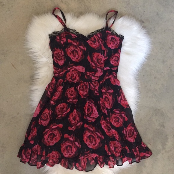 Royal Bones Dresses & Skirts - Royal Bones Red Rose Valentines Dress Size Medium